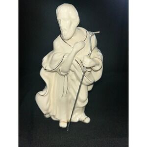 Vintage Joseph Shepherd Figurine Cream Gold Trim Ceramic Figurine Nativity